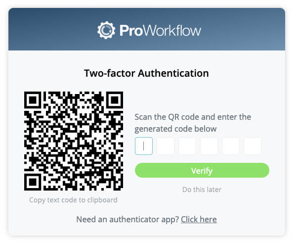 Two Factor Authentication (2FA) Login Process - ProWorkflow